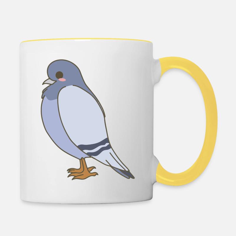 Taube - Tasse zweifarbig - Weiß/Gelb
