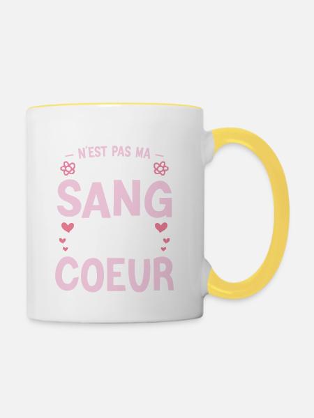 Meilleure Amie Sœur Par Cœur Idée Cadeau Pour - Mug contrasté - blanc/jaune