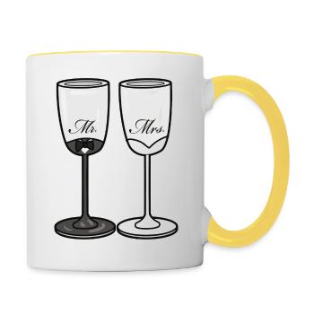Verres de mariage - Mug contrasté - blanc/jaune - Droite