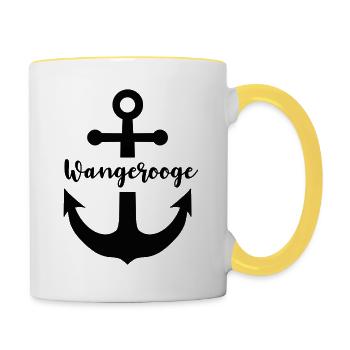 Wangerooge Nordseeinsel Design - Tasse zweifarbig - Weiß/Gelb - Rechts