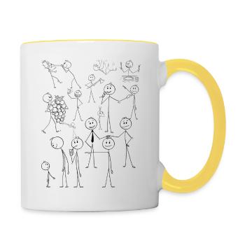 Stickman Treffen - Tasse zweifarbig - Weiß/Gelb - Rechts