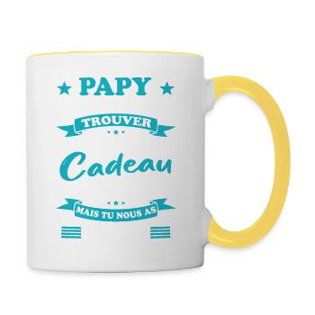 Papy Grand père Fête Des Pères Cadeau Anniversaire - Mug contrasté - blanc/jaune - Droite