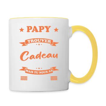 Papy Grand père Fête Des Pères Cadeau Anniversaire - Mug contrasté - blanc/jaune - Droite