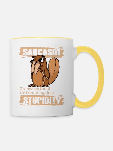Sarkasmus - Tasse zweifarbig - Weiß/Gelb