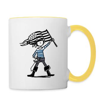 pirate Breton - Mug contrasté - blanc/jaune - Droite