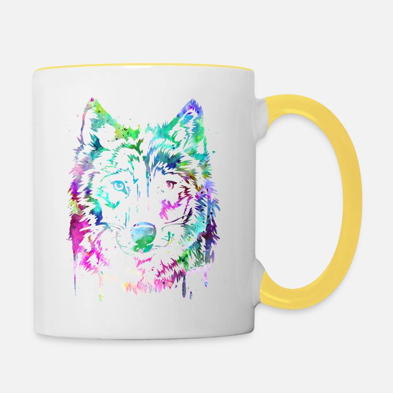 Wolf - Contrasting Mug - white/yellow