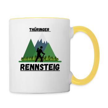 Rennsteig Thüringen Wandern Berge thüringer Wald - Tasse zweifarbig - Weiß/Gelb - Rechts