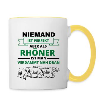 Rhön Rhöner Rhönschaf Rhönschafe Hessen hessen - Tasse zweifarbig - Weiß/Gelb - Rechts