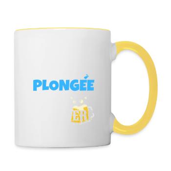 Ne pas déranger plongée sauf pour biere cadeau - Mug contrasté - blanc/jaune - Droite