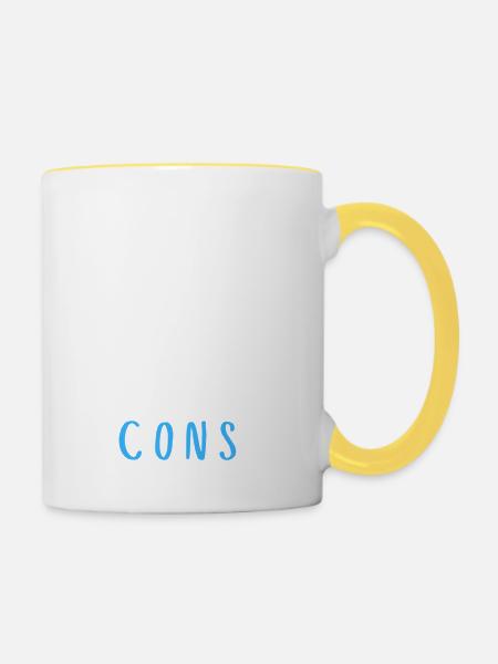 Près du guidon c'est loin des cons cadeau - Mug contrasté - blanc/jaune