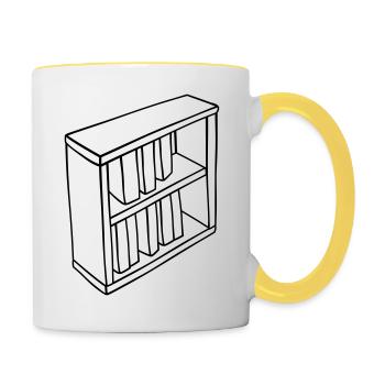 Bücherregal Clipart Design - Tasse zweifarbig - Weiß/Gelb - Rechts