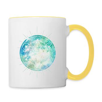 Celtic SYMBOLS - Metatron - Celts - Contrasting Mug - white/yellow - Right