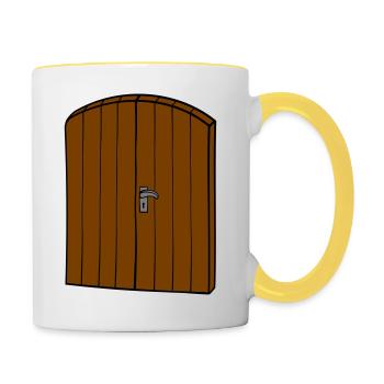 Tür aus Holz - Tasse zweifarbig - Weiß/Gelb - Rechts