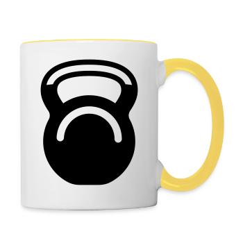 Hantel gewichte icon - Tasse zweifarbig - Weiß/Gelb - Rechts