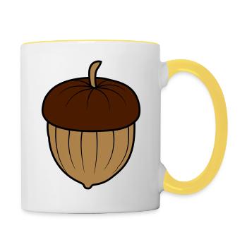 Conception de noix de gland - Mug contrasté - blanc/jaune - Droite