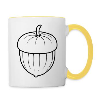 Noix de gland design - Mug contrasté - blanc/jaune - Droite