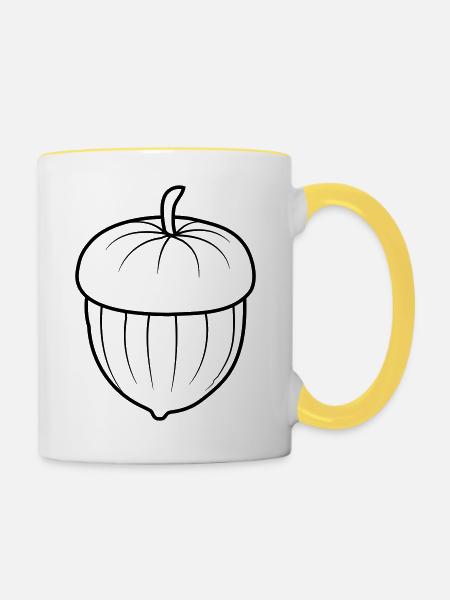Design Eichel Nuss - Tasse zweifarbig - Weiß/Gelb