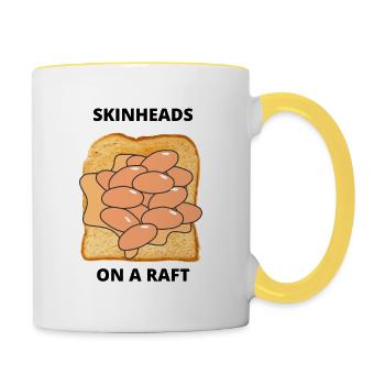 Skinheads on a raft - Contrasting Mug - white/yellow - Right