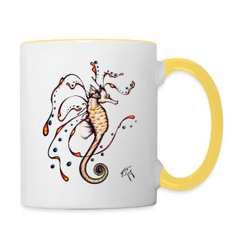 sea horse - Contrasting Mug - white/yellow - Right