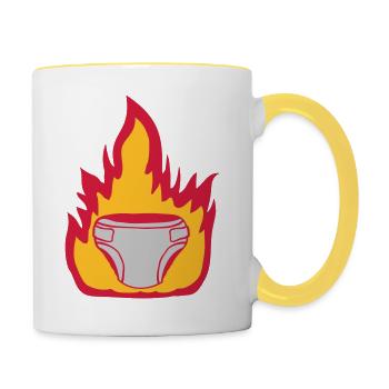 Feuer Windel heiß - Tasse zweifarbig - Weiß/Gelb - Rechts
