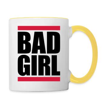 Strip Bad Girl - Mug contrasté - blanc/jaune - Droite