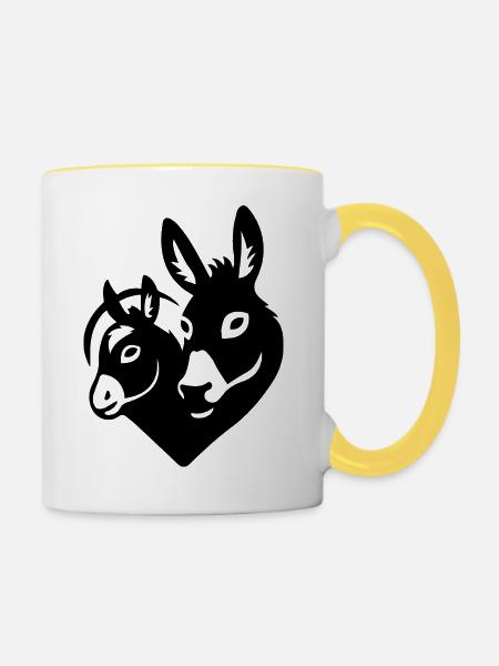 Donkey Esel - Tasse zweifarbig - Weiß/Gelb