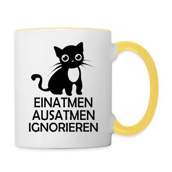 Home Office Work - Tasse zweifarbig - Weiß/Gelb - Rechts