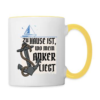 Sailboat my anchor my home - Contrasting Mug - white/yellow - Right