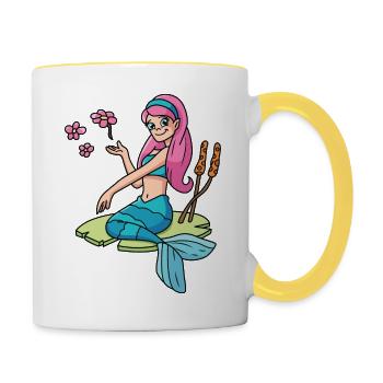 Sirène - Mug contrasté - blanc/jaune - Droite