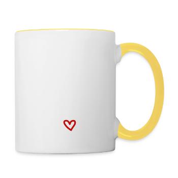mama papa Eltern stolz Kinder babys Schrift - Tasse zweifarbig - Weiß/Gelb - Rechts