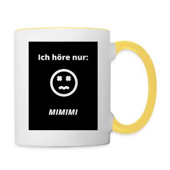 Ich höre nur - Tasse zweifarbig - Weiß/Gelb - Rechts
