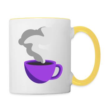 Coffee Illustration Minimalist Sticker - Contrasting Mug - white/yellow - Right