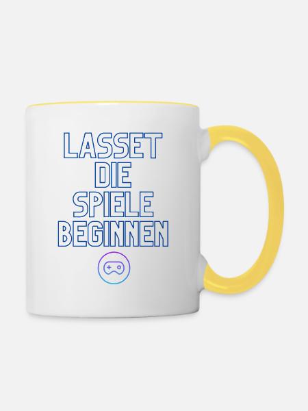 Lasset die Spiele beginnen - Tasse zweifarbig - Weiß/Gelb