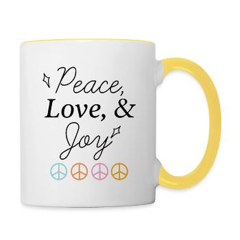 Peace and love all best - Mug contrasté - blanc/jaune - Droite