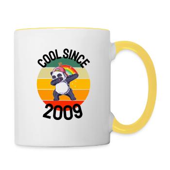 Cool depuis 2009 Retro Dabbing Panda 13ème anniversaire - Mug contrasté - blanc/jaune - Droite
