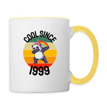 Cool depuis 1999 Retro Dabbing Panda 23ème anniversaire - Mug contrasté - blanc/jaune - Droite