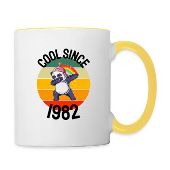 Cool depuis 1982 Retro Dabbing Panda 40ème anniversaire - Mug contrasté - blanc/jaune - Droite