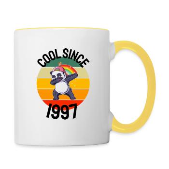 Cool Depuis 1997 Retro Dabbing Panda 25ème anniversaire - Mug contrasté - blanc/jaune - Droite