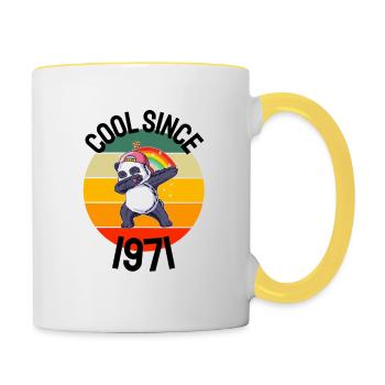 Cool depuis 1971 Retro Dabbing Panda 51ème anniversaire - Mug contrasté - blanc/jaune - Droite