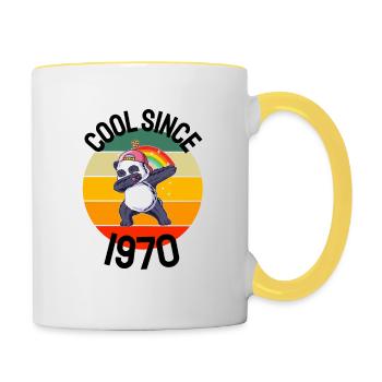 Cool depuis 1970 Retro Dabbing Panda 52ème anniversaire - Mug contrasté - blanc/jaune - Droite