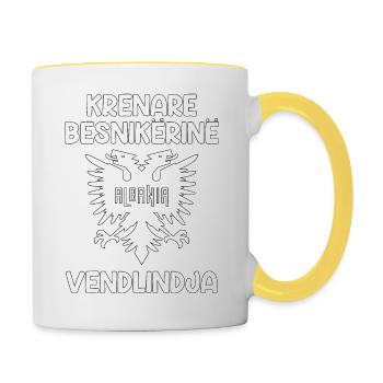 albanisch Albanien Adler Wappen Geschenk - Tasse zweifarbig - Weiß/Gelb - Rechts