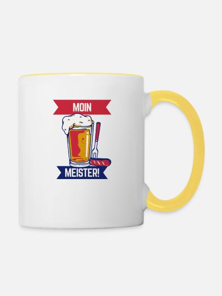 Moin Meister! Logo - Tasse zweifarbig - Weiß/Gelb