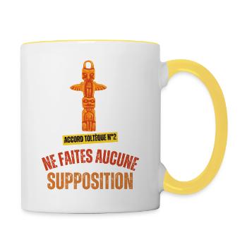 Les 4 accords Toltèques - Mug contrasté - blanc/jaune - Droite