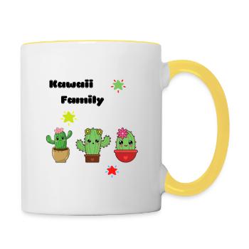 Kawaii Family - Mug contrasté - blanc/jaune - Droite