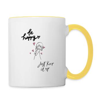 Be Happy and keep it up - Contrasting Mug - white/yellow - Right