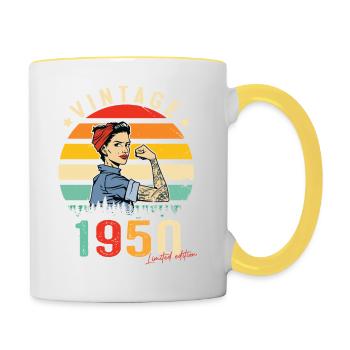 1950 Vintage Édition limitée Cadeau Femmes - Mug contrasté - blanc/jaune - Droite