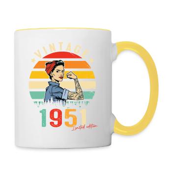 1951 Vintage Édition limitée Cadeau Femmes - Mug contrasté - blanc/jaune - Droite