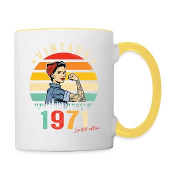 1971 Vintage Édition limitée Cadeau Femmes - Mug contrasté - blanc/jaune - Droite