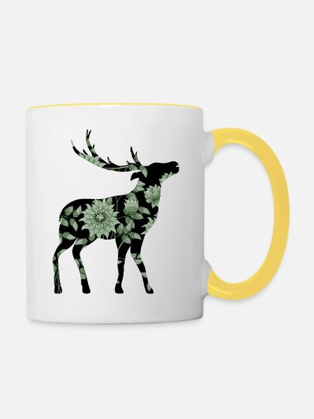 Hirsch - Tasse zweifarbig - Weiß/Gelb