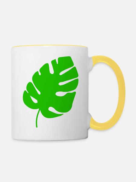 Blatt - Tasse zweifarbig - Weiß/Gelb
